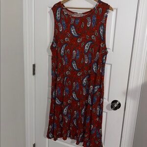 Burnt orange Paisley Sleeveless Dress